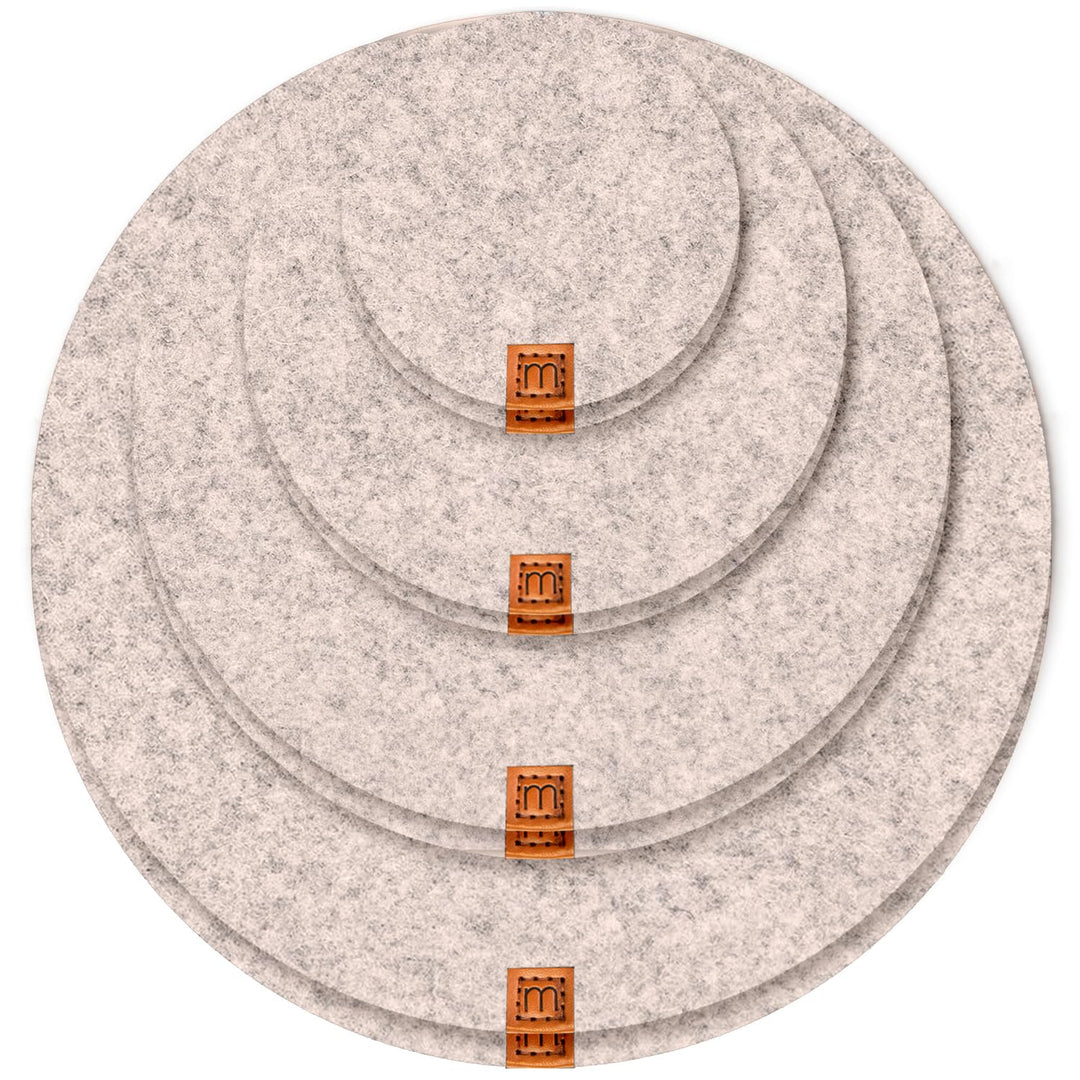 MIQIO® Design Filz Untersetzer rund für Vasen BZW Getränkeuntersetzer - 8er Set - 10 cm/ 15cm / 20 c