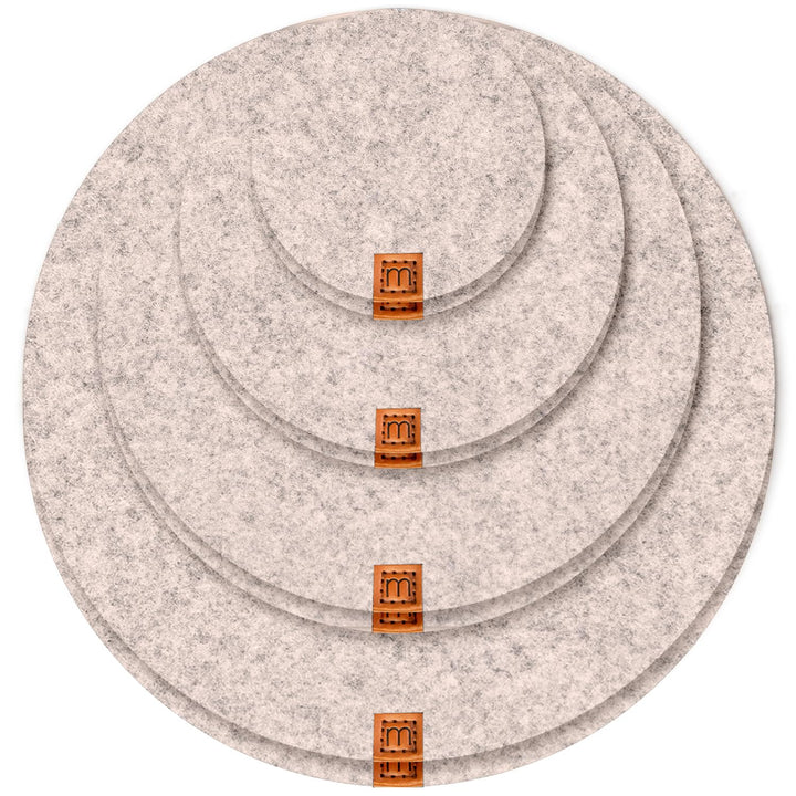 MIQIO® Design Filz Untersetzer rund für Vasen BZW Getränkeuntersetzer - 8er Set - 10 cm/ 15cm / 20 c