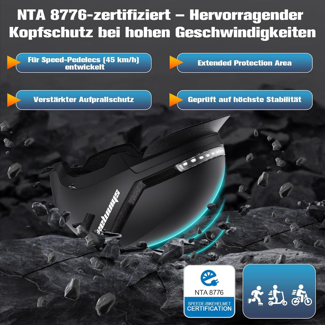 Shinmax Fahrradhelm Damen Herren mit Blinker & Licht, Fahrrad Helm Erwachsene mit USB Wiederaufladba