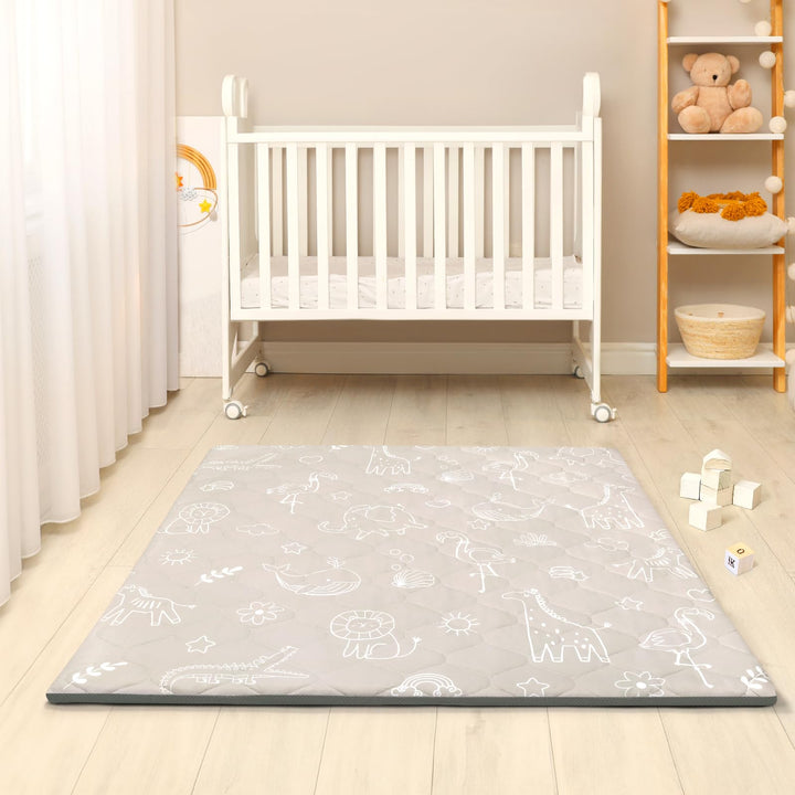 decalsweet Spielmatte Baby 127×127cm mit Rutschfest, Extra Dicke 2cm Weiche Abtrennbar Krabbelmatte