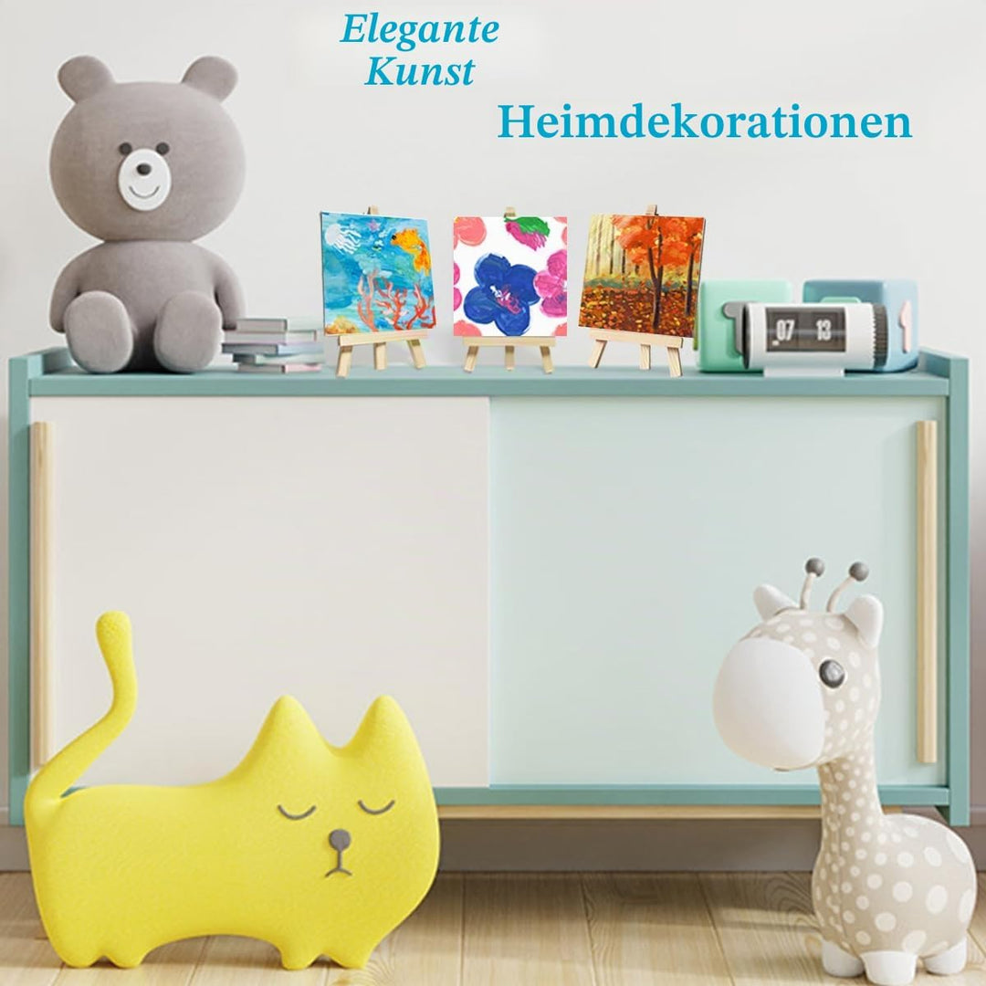 32Pcs Mini leinwand und Staffelei Set, XingyLi 8 kleine Leinwand Kunsttafeln mit 8 Künstler Dreieck