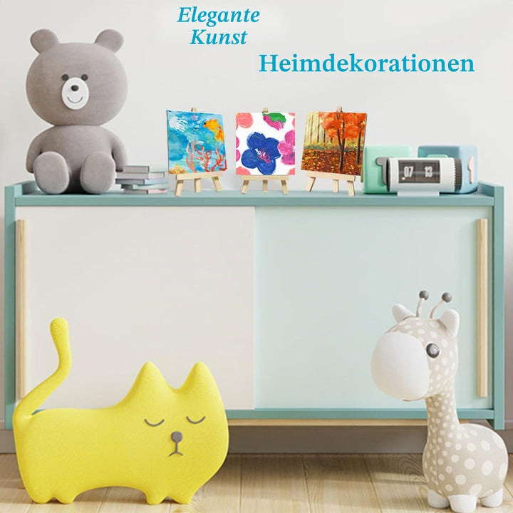 32Pcs Mini leinwand und Staffelei Set, XingyLi 8 kleine Leinwand Kunsttafeln mit 8 Künstler Dreieck