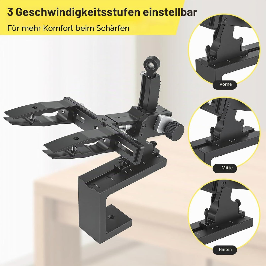 Präzisions Messerschärfe, Manuelles Messerschärfsystem aus CNC Aluminium mit 360° Flip &amp; zweiseitige