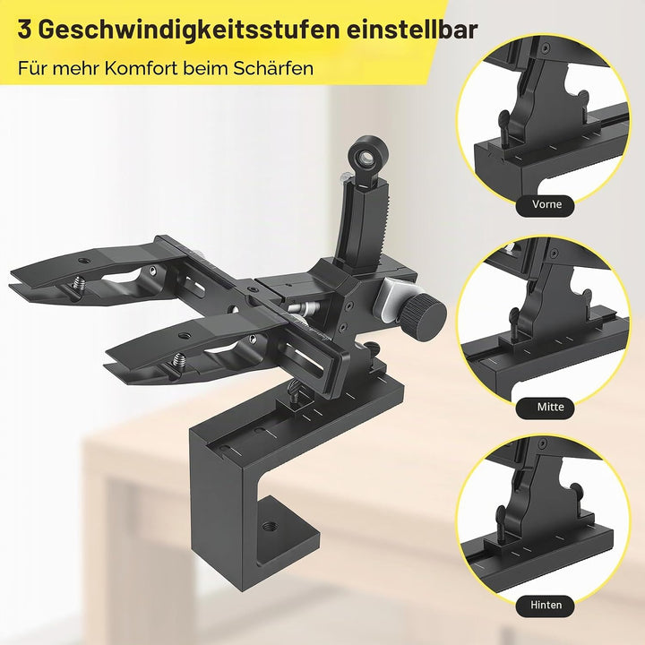Präzisions Messerschärfe, Manuelles Messerschärfsystem aus CNC Aluminium mit 360° Flip &amp; zweiseitige