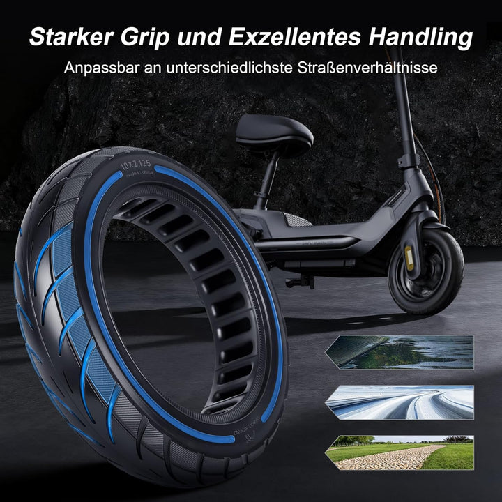 10x2,125 Vollreifen 250x54 Solide Reifen für Xiaomi 4/4Pro(gen1)/4Lite(gen2)/Ninebot F40D2/D38D Elek