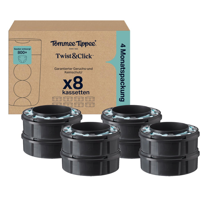 Tommee Tippee Twist & Click Advanced Windeleimer Original-Nachfüllkassetten, Exklusivpackung mit 8,