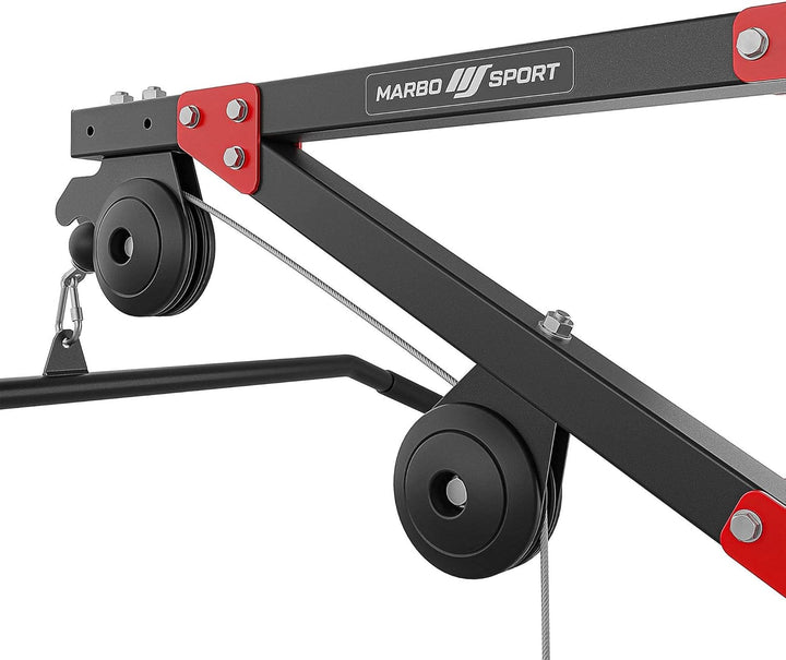Marbo Sport Latzug zur Wandbefestigung Latzugturm Kabelzug MH-W108 2.0 | Made in EU Schwarz, Schwarz