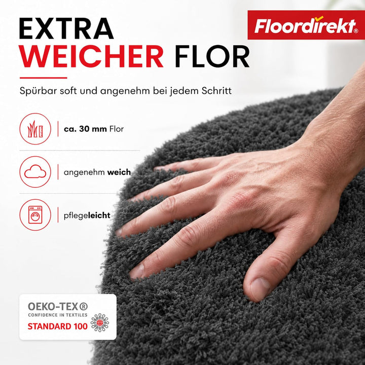 Floordirekt Badematte Sky, Badteppich in Rund, Dichtes, Flauschiges Wohlgefühl für Ihr Zuhause, Badv