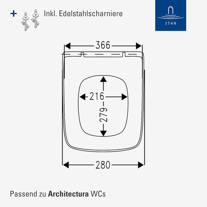 Villeroy & Boch Architectura WC-Sitz, Toilettendeckel mit Absenkautomatik, abnehmbarer Toilettensitz