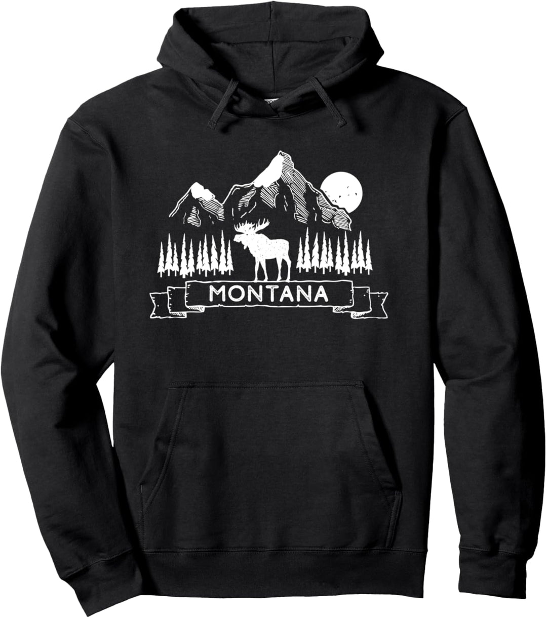 Montana Hoodie | Sweatshirt Montana Mountain Elch | Montana Pullover Hoodie