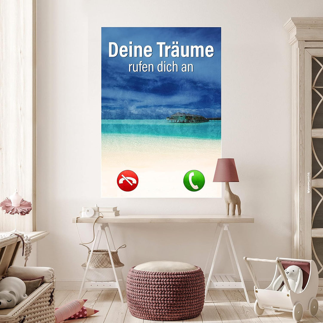 wandmotiv24 Poster als Wanddeko, Grösse Din A0, Deine Träume, Anruf, Karibik, Moderne Wanddeko, Wand