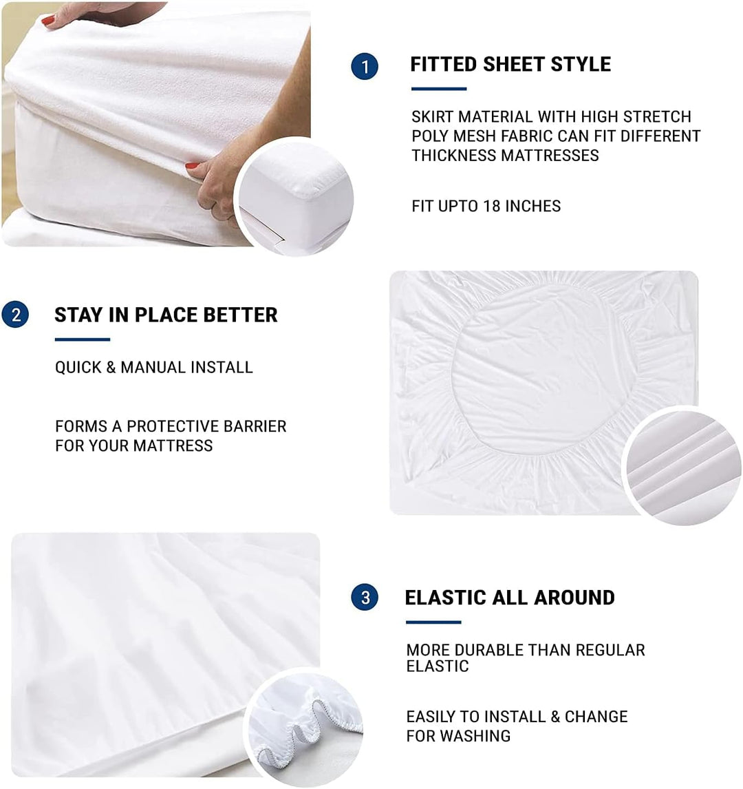 Family Bedding Matratzenschoner für Einzelbett, Frottee, 100% wasserdicht, 90 x 192 cm 90 x 200 cm,