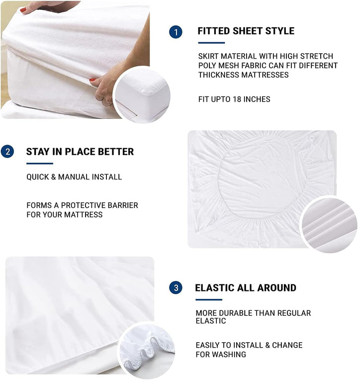 Family Bedding Matratzenschoner für Einzelbett, Frottee, 100% wasserdicht, 90 x 192 cm 90 x 200 cm,