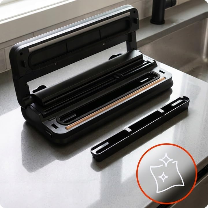 Vakuumiergerät 110W mit Folienspender &amp; integriertem Cutter, 32 cm Doppel-Schweissnaht, 6 Modi Dry/M
