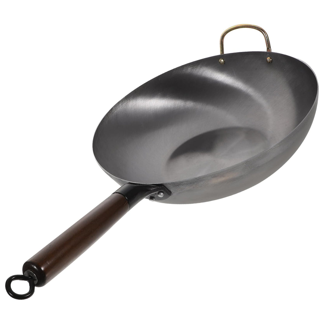 TOPBATHY Traditionelle Flache Eisenpfanne aus Gusseisen Unbeschichteter Runder Boden Robustes Küchen
