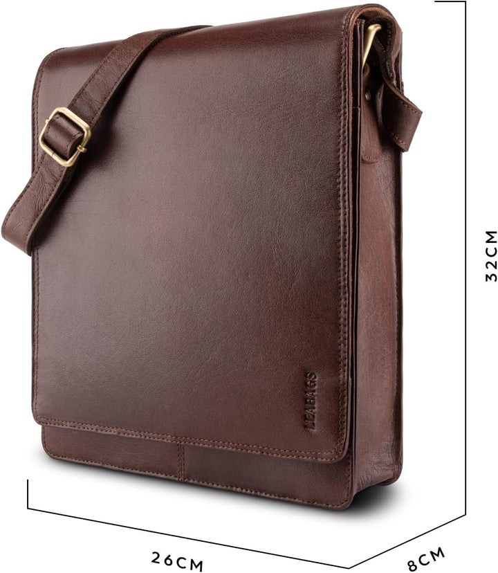 LEABAGS Unisex London Umhängetasche L Burgundy, L Burgundy