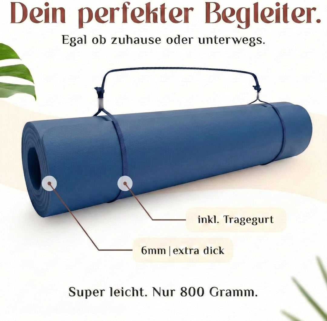 Premium Yoga-Matte aus hautfreundlichem ECO TPE-Material 185 x 60 x 0,6cm (gross) - Boho Style Gymna