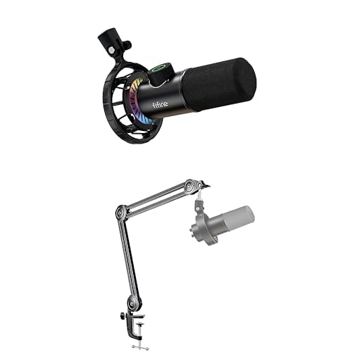 FIFINE Mikrofon PC USB C + Mikrofon Arm