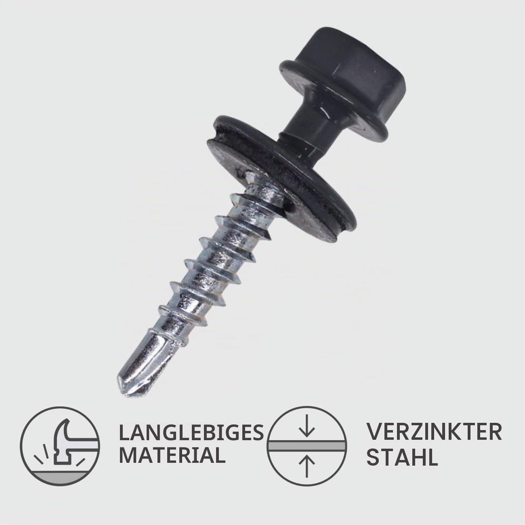 (Packung mit 250 Stück) Metall-Dachschrauben, 4,8 x 25 mm lackierte, selbstbohrende Schrauben mit EP