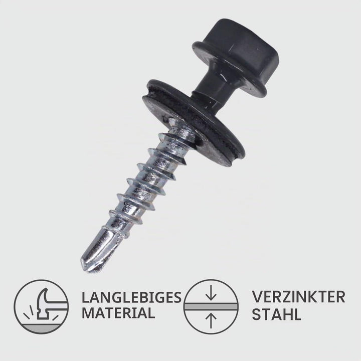 (Packung mit 250 Stück) Metall-Dachschrauben, 4,8 x 25 mm lackierte, selbstbohrende Schrauben mit EP