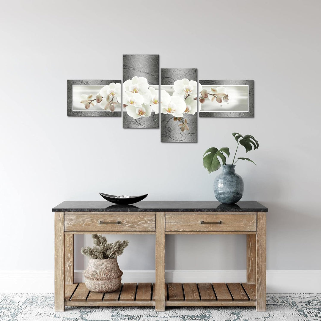 Runa Art Bild Modern Blumen Orchidee - Made in Germany - Wandbilder Abstrakt Grau 4 Teilig 203542c 1