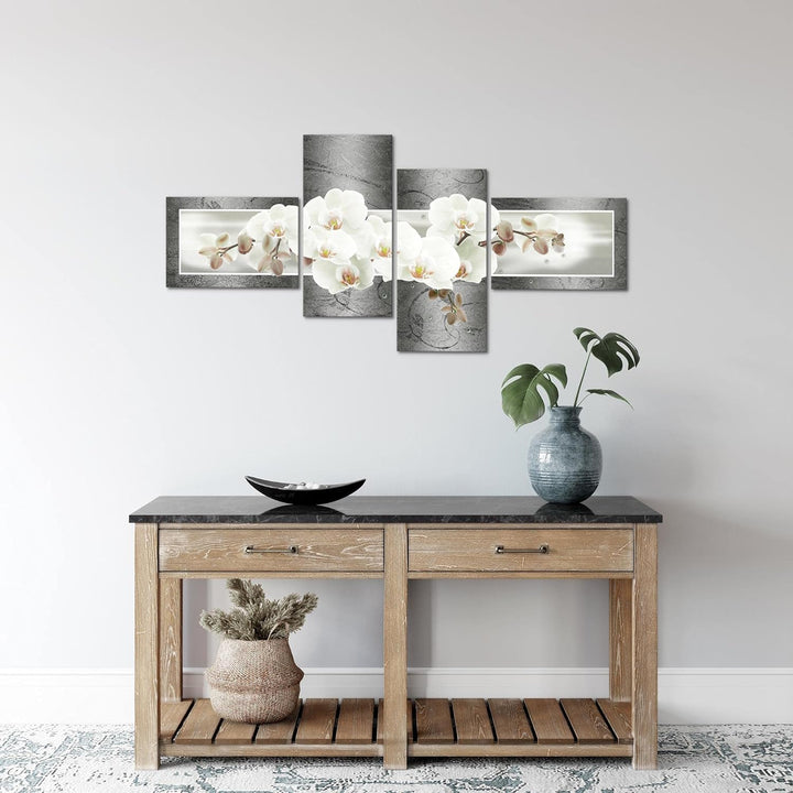 Runa Art Bild Modern Blumen Orchidee - Made in Germany - Wandbilder Abstrakt Grau 4 Teilig 203542c 1