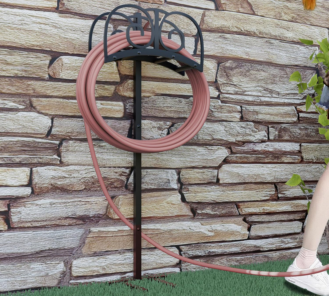 Verbesserter Gartenschlauchhalter mit 4 Spikes – Robuste Wasserschlauchtrommel aus Metall, Schlauch-