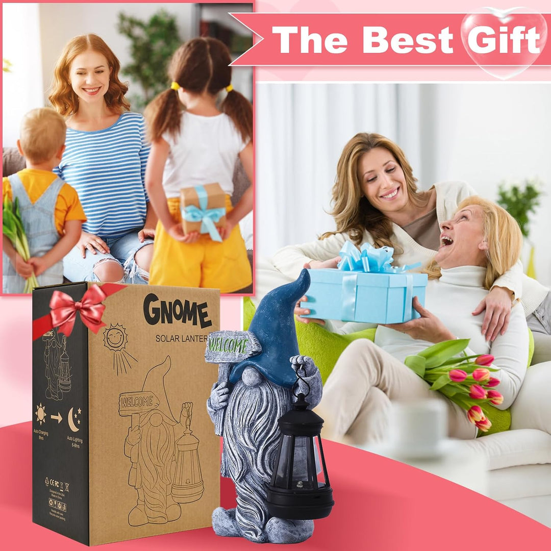 Yeomoo Gartenzwerge Lustig mit Solarlampen für Aussen Gartendeko: Gartenzwerge Willkommen Solar Gart