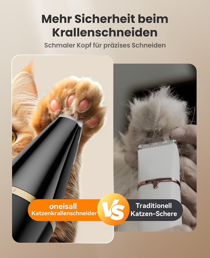 oneisall Pfotenschermaschine IPX7 Wasserdicht 2 Messerkopf Pfotentrimmer Hundeschermaschine für Hund