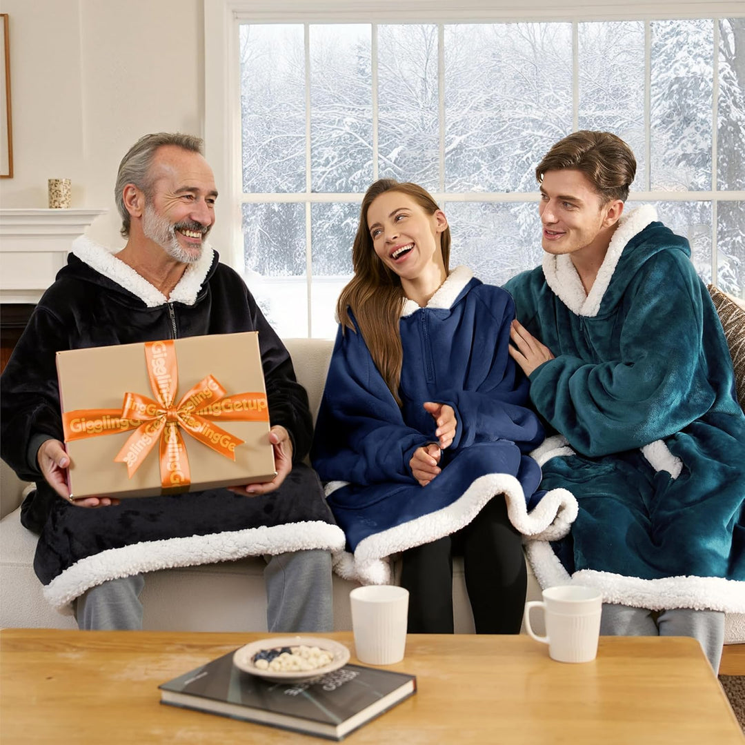 Giggling Getup tragbare Decken Hoodie für Erwachsene Kinder Damen Herren –Übergrösse Flanell Sherpa