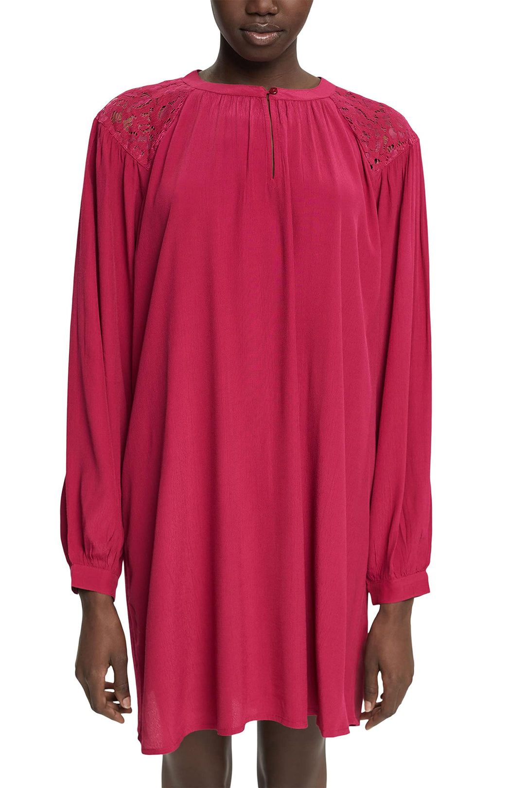 ESPRIT Kleid mit Spitzendetails XS 615/Cherry Red, XS 615/Cherry Red