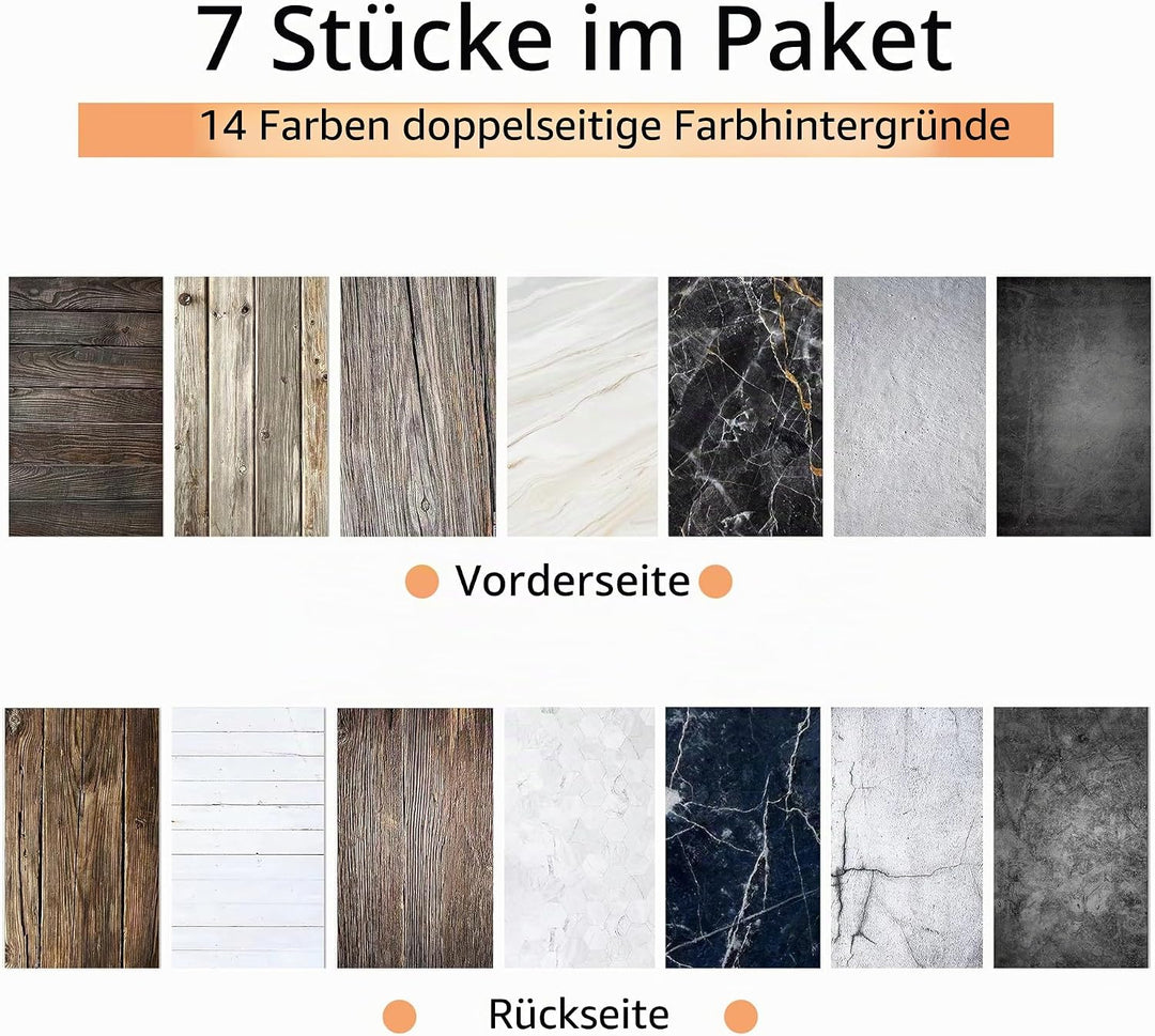 Fotohintergrundpapier mit Ständer, 86,4 x 58,4 cm, doppelseitig, für Foto-Tischplatten, Requisiten f