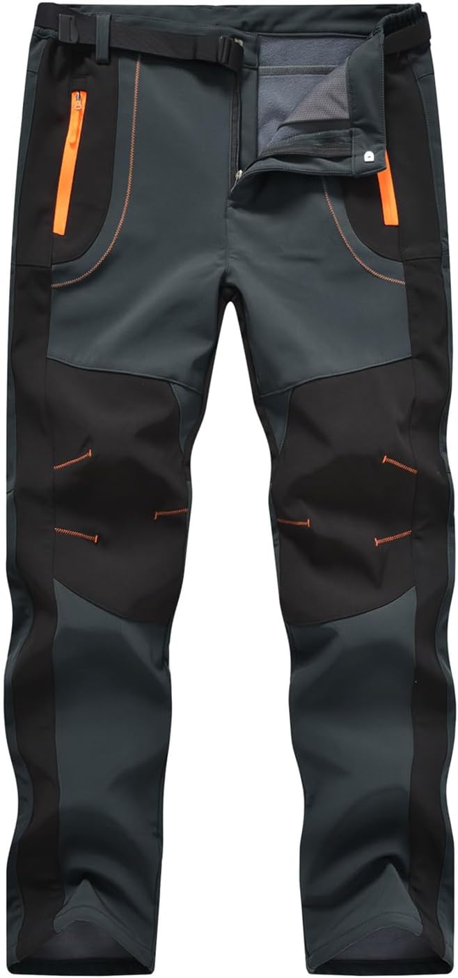 donhobo Herren Wanderhose Gefüttert Winterhose Wasserdicht Winddicht Warm Verdickte Softshellhose Ou