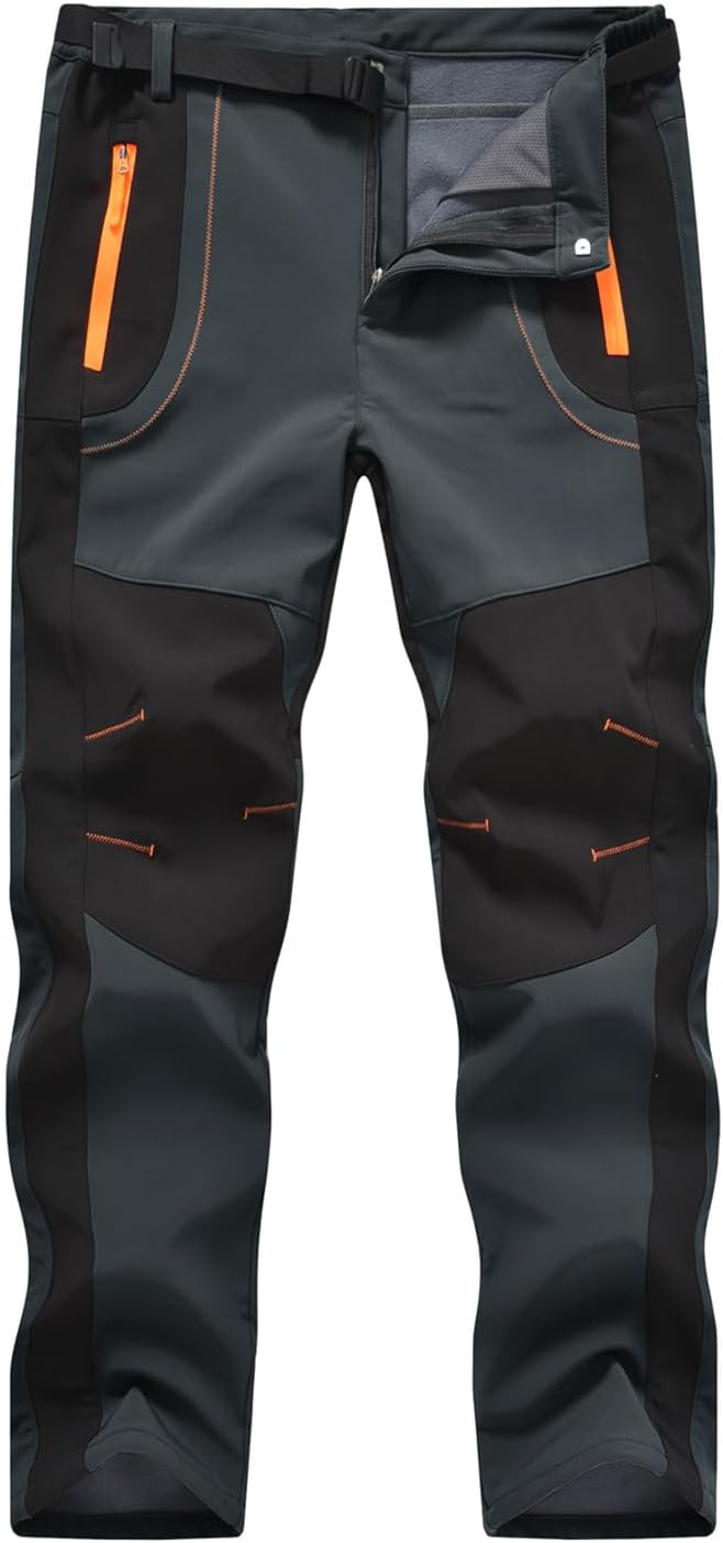 donhobo Herren Wanderhose Gefüttert Winterhose Wasserdicht Winddicht Warm Verdickte Softshellhose Ou