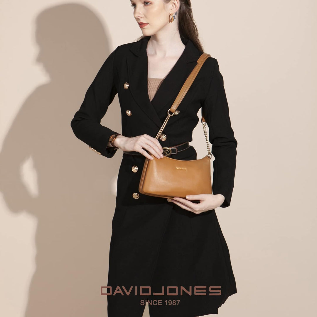 David Jones - Damen Kleine Umhängetasche - Frau Kette Tasche Schultertasche PU Leder Multi Taschen -