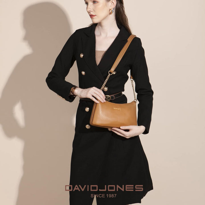 David Jones - Damen Kleine Umhängetasche - Frau Kette Tasche Schultertasche PU Leder Multi Taschen -