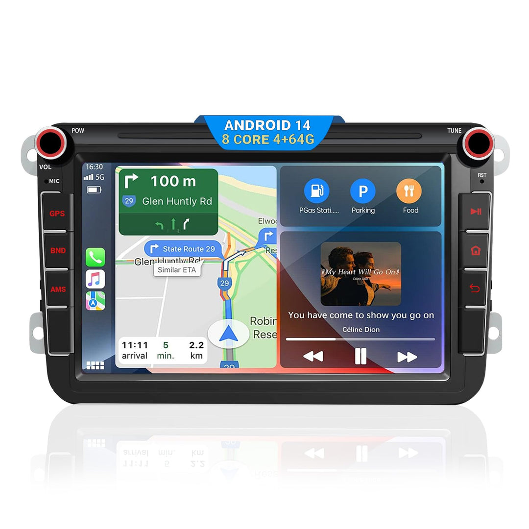 Autoradio für VW Golf 5 6 T5 Polo Sharan Passat Tiguän,[Android 14.0 4GB+64GB 2.0Ghz] CAWELL Doppel