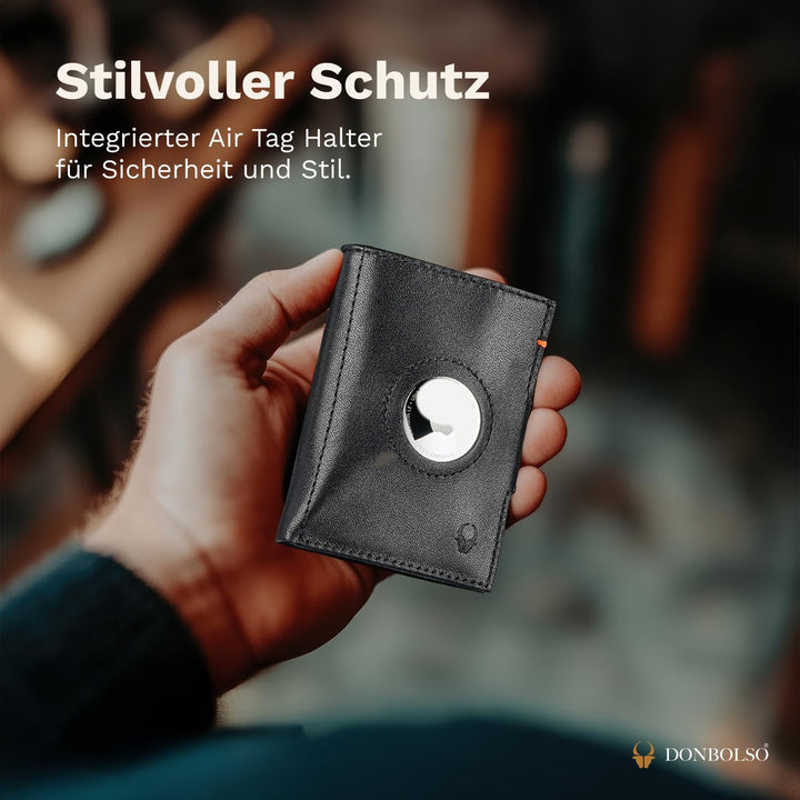 DONBOLSO Wallet Air - Slim Wallet mit Apple AirTag Fach - Hochwertiges Kreditkartenetui aus Echtlede