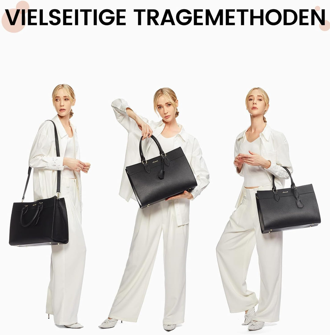LOVEVOOK Laptoptasche Damen 15,6 Zoll, Gross Arbeitstasche Handtasche Schultertasche Wasserdicht PU