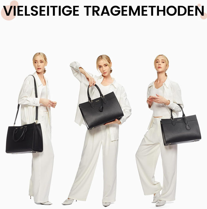 LOVEVOOK Laptoptasche Damen 15,6 Zoll, Gross Arbeitstasche Handtasche Schultertasche Wasserdicht PU