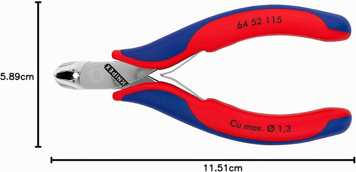 Knipex Elektronik-Vornschneider mit Mehrkomponenten-Hüllen 115 mm 64 52 115 kurzer Kopf, ohne Facett