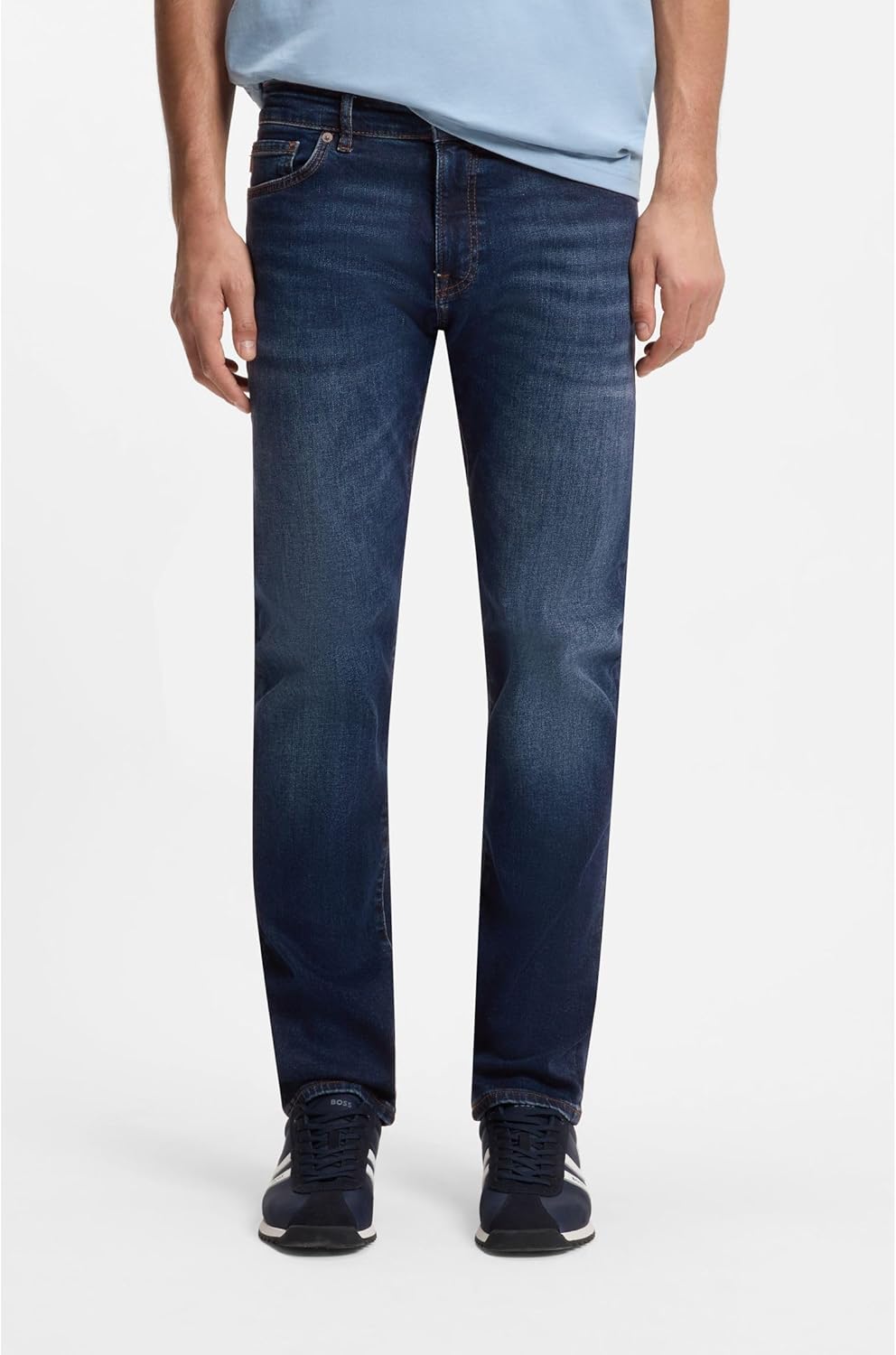 BOSS Herren Maine BC-L-C Blaue Regular-Fit Jeans aus schwerem Denim 33W / 32L Dunkelblau407, 33W / 3