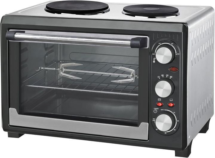 Syntrox 26 l Minibackofen 2 Kochplatten Etass | Kleinküche | Miniofen | Pizzaofen, für kleine Küchen