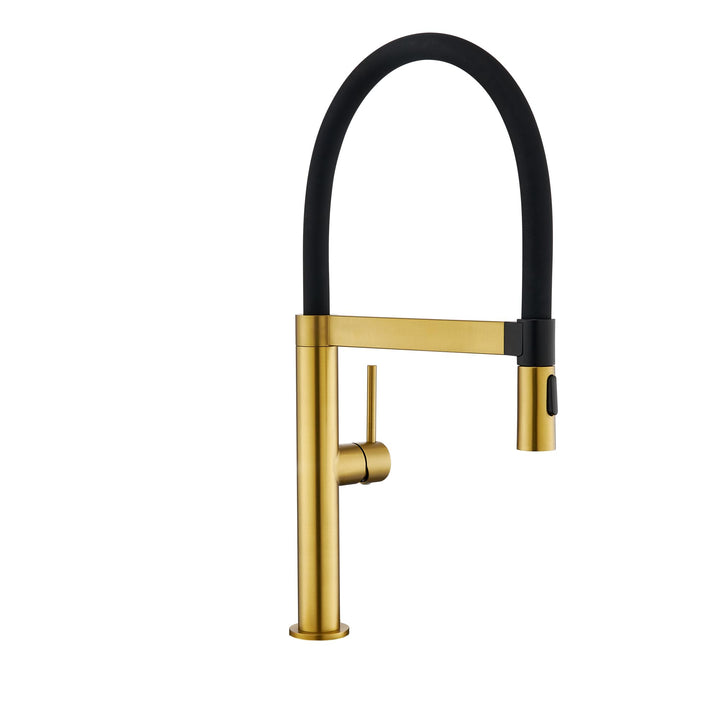 Tohlar Wasserhahn Küche Gold, Hochdruck Küchenarmatur mit Herausziehbarer Brause, Einhebel Küchenarm