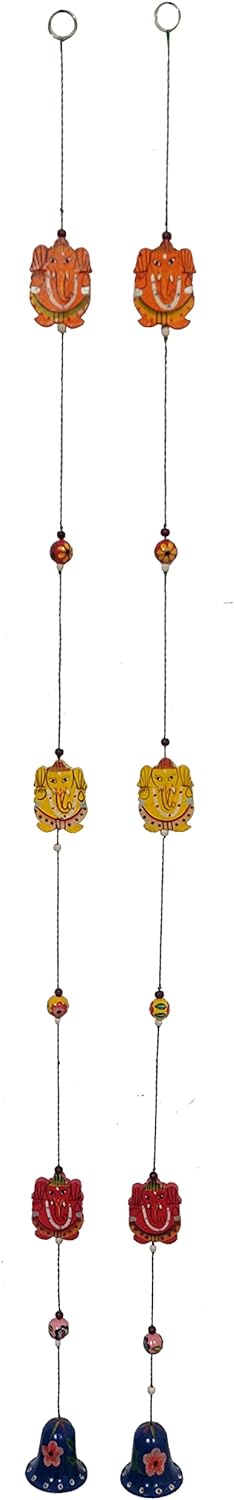 Purpledip Wandbehang mit Ganesha & Glocken (2er-Set): Einzigartige Wanddekoration für Glück und posi