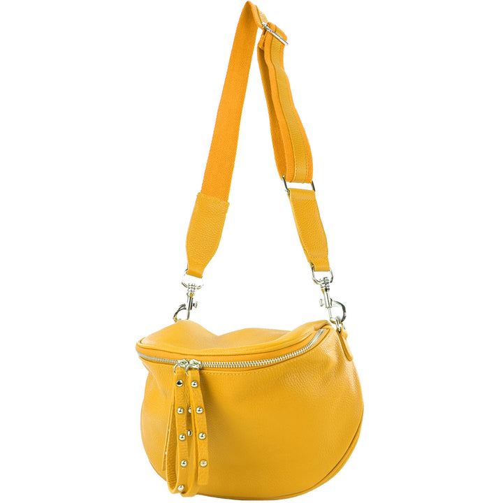 modamoda de - T236 - Umhängetasche Klein Small aus ital. Leder Sonnengelb, Sonnengelb