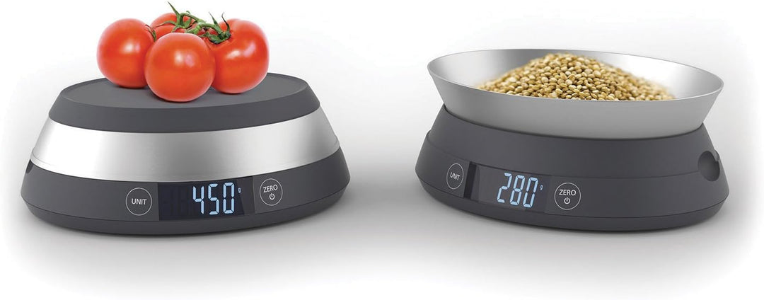 Joseph Joseph SwitchScale - 2-in-1 digitale Küchenwaage mit umkehrbarem Deckel, 5kg Fassungsvermögen