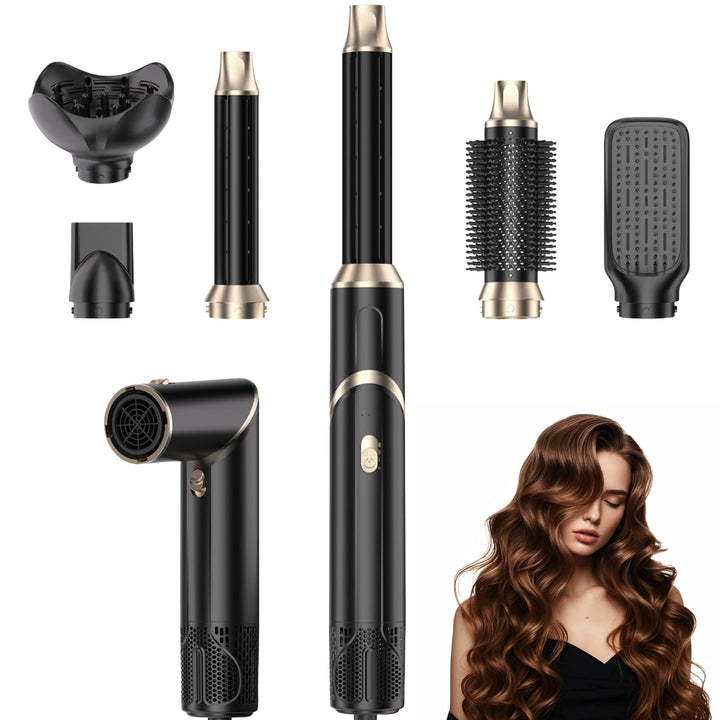 Air Styler Set, Warmluftbürste, Föhnbürste 1000W, Rundbürstenföhn mit 3 Temperatur, Haartrockner Neg