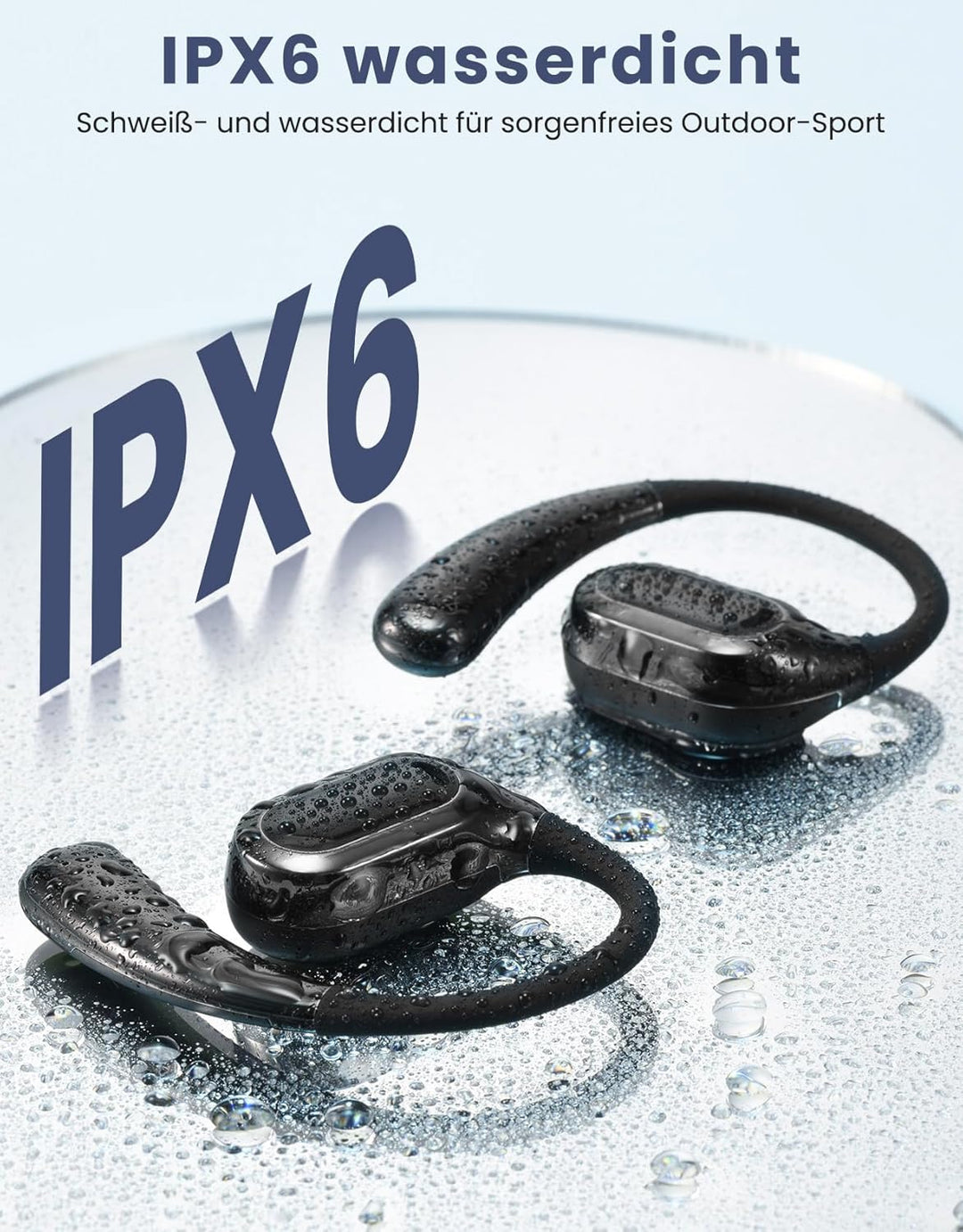 Open Ear Kopfhörer Bluetooth, 70 Stunden Wiedergabe, leicht und bequem, Ladeetui, klare Anrufe, Fest