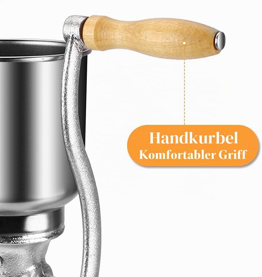 Manuelle Getreidemühle, Verstellbare Klemmmühle aus Edelstahl für Mais, Kaffeebohnen, Weizen, Nuss,